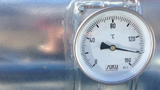 Temperaturanzeige am Geothermiekraftwerk Sauerlach